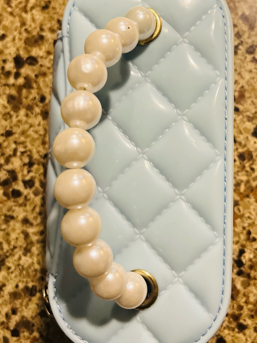 Jelly Light Blue Pearl-Handle Mini Top-Handle Bag - Picture 4 of 7